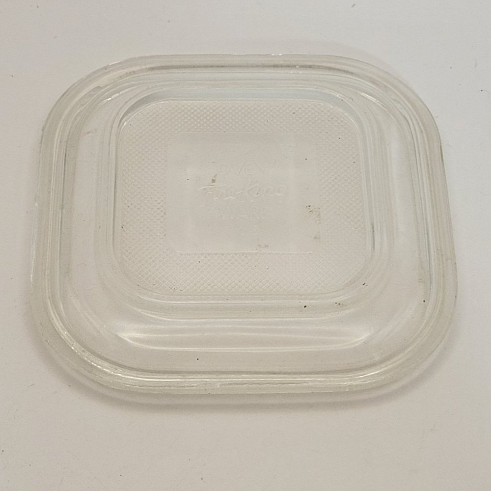 FIRE KING Oven Ware ~ Replacement Refrigerator Dish Lid ~ Clear Glass embossed 4